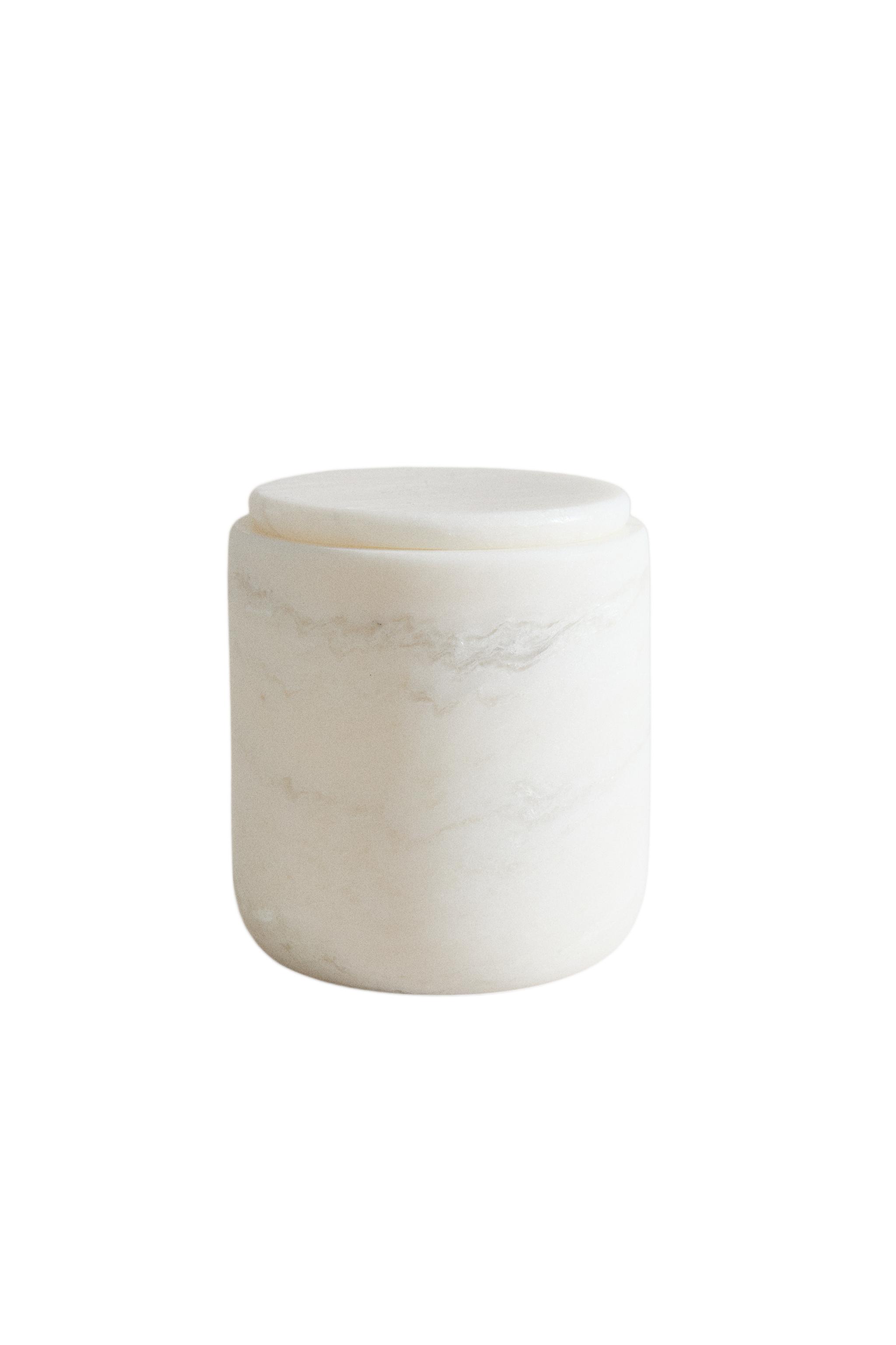 WHITE MARBLE BATHROOM ORGANIZER JAR